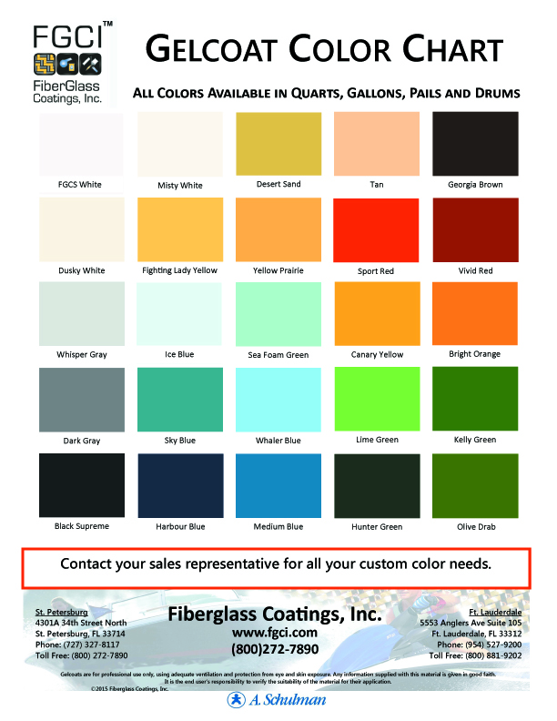 Gelcoat Colour Chart